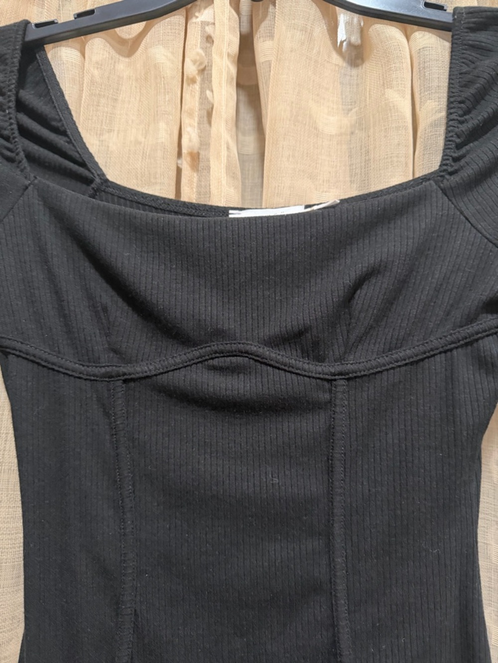 NWOT Nordstrum Sexy Black faux corset ribbed Long Sleeve Bodycon Mini Dress xs - Picture 3 of 5